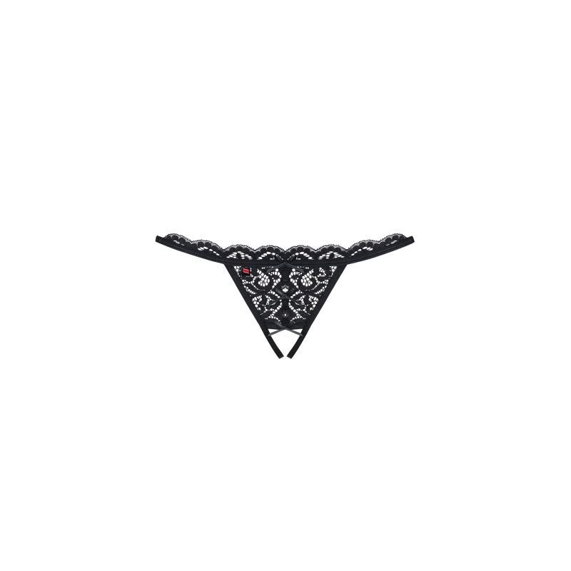 Crotchless Lace Thong 831 Black image 3