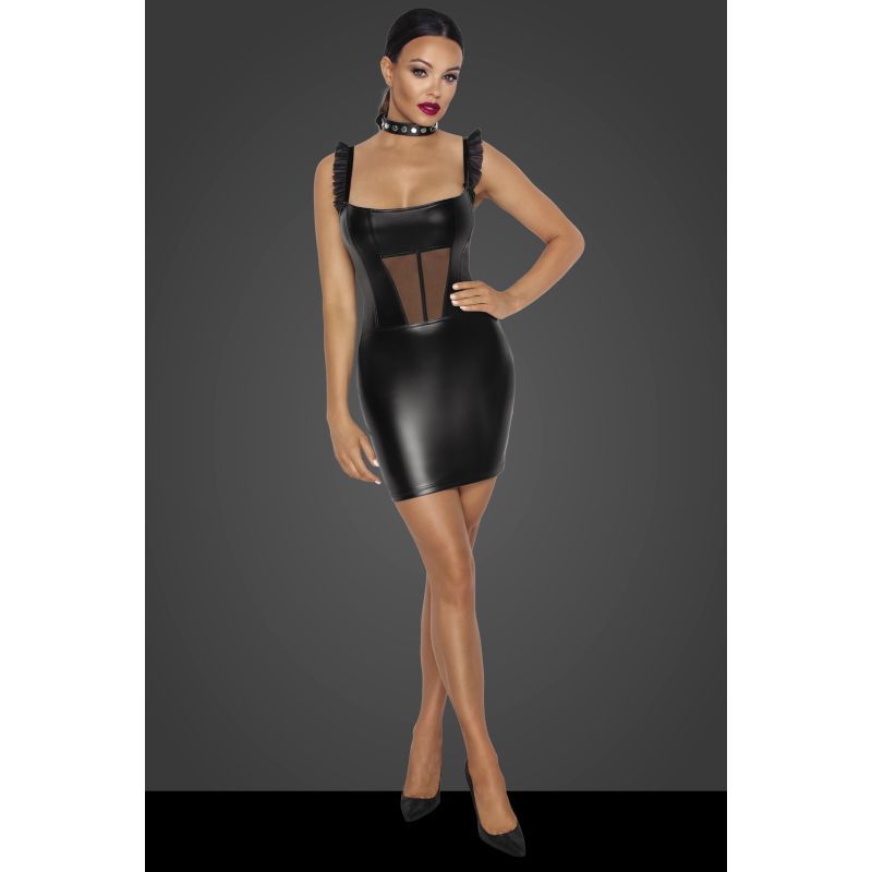 Power Wetlook Short Dress w Front Tulle Inserts image 1