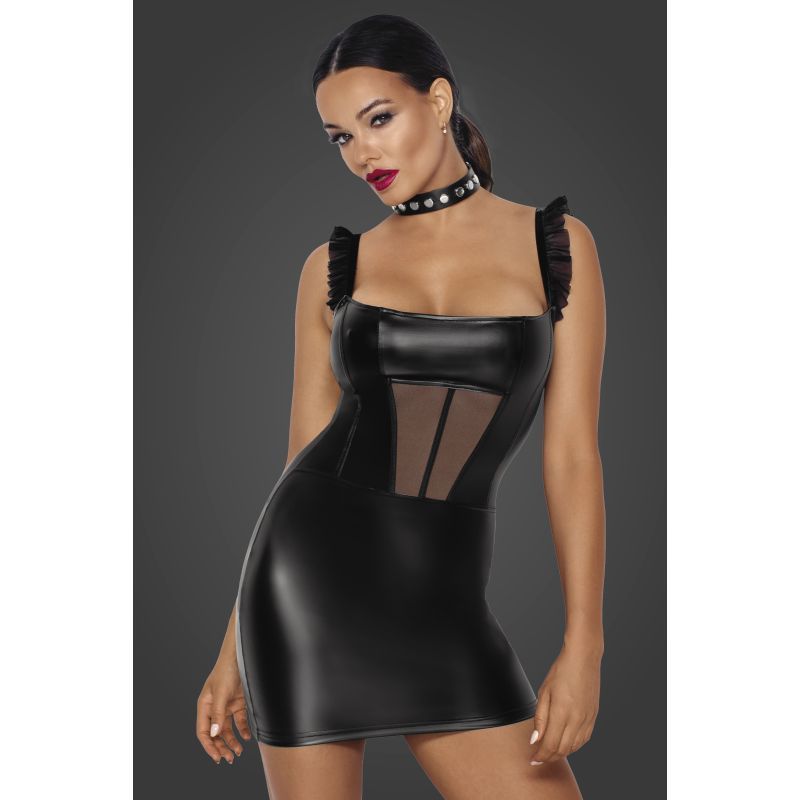 Power Wetlook Short Dress w Front Tulle Inserts image 2