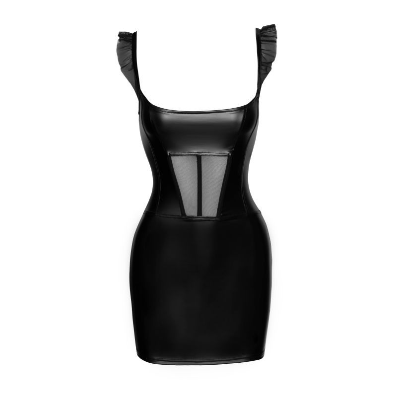 Power Wetlook Short Dress w Front Tulle Inserts image 5