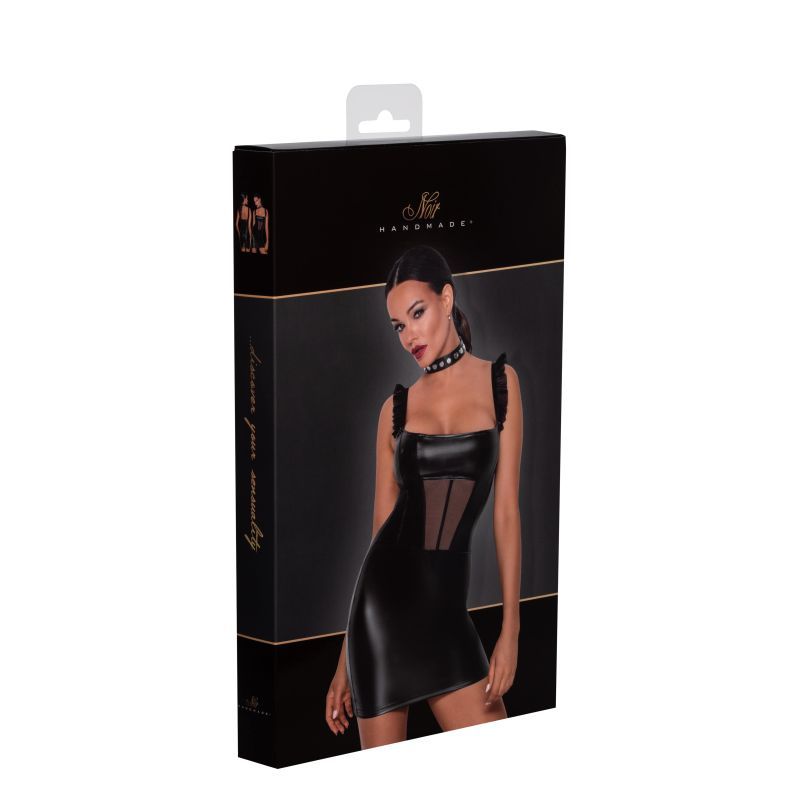 Power Wetlook Short Dress w Front Tulle Inserts image 6