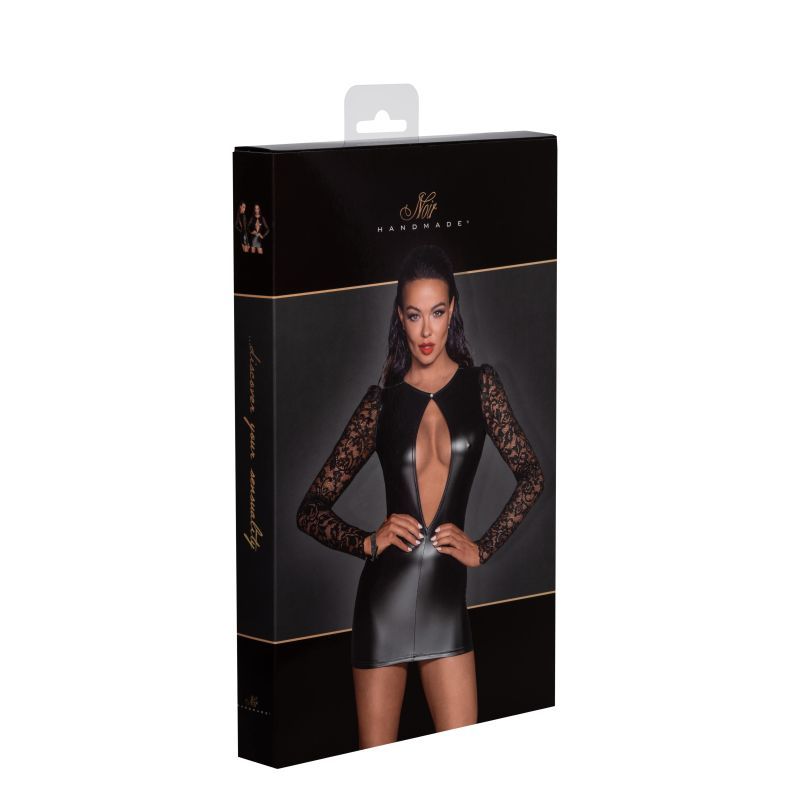 Power Wetlook Short Dress w Lace Sleeves image 12