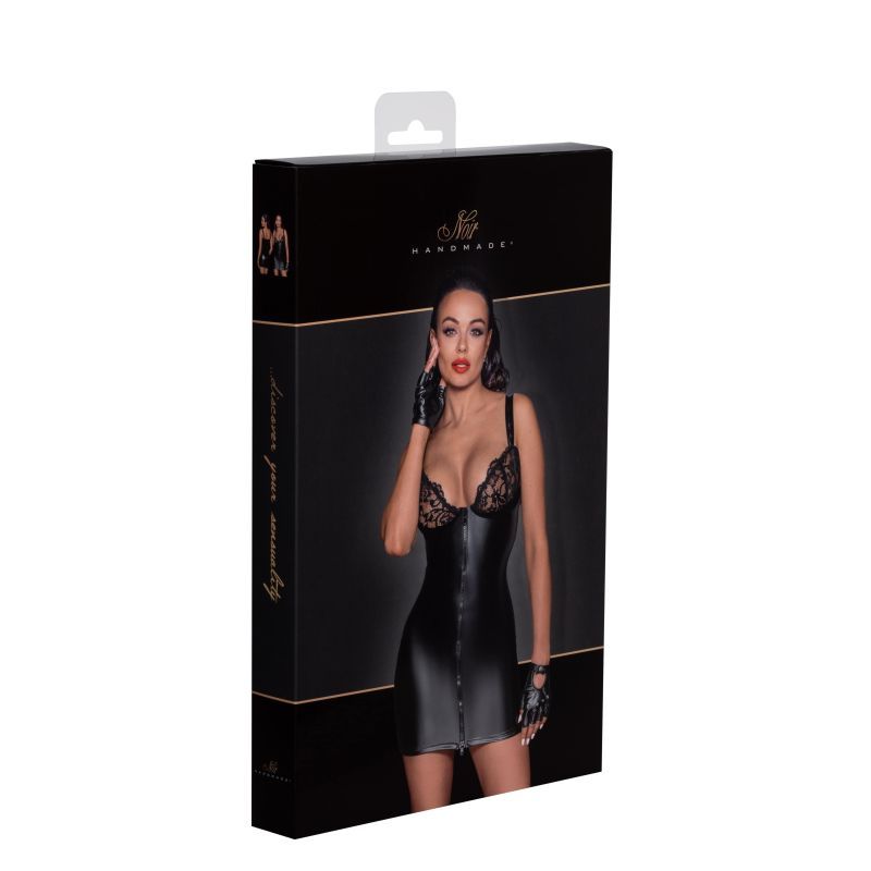 Power Wetlook Mini Dress w Lace Chest & Two Way Zipper image 6