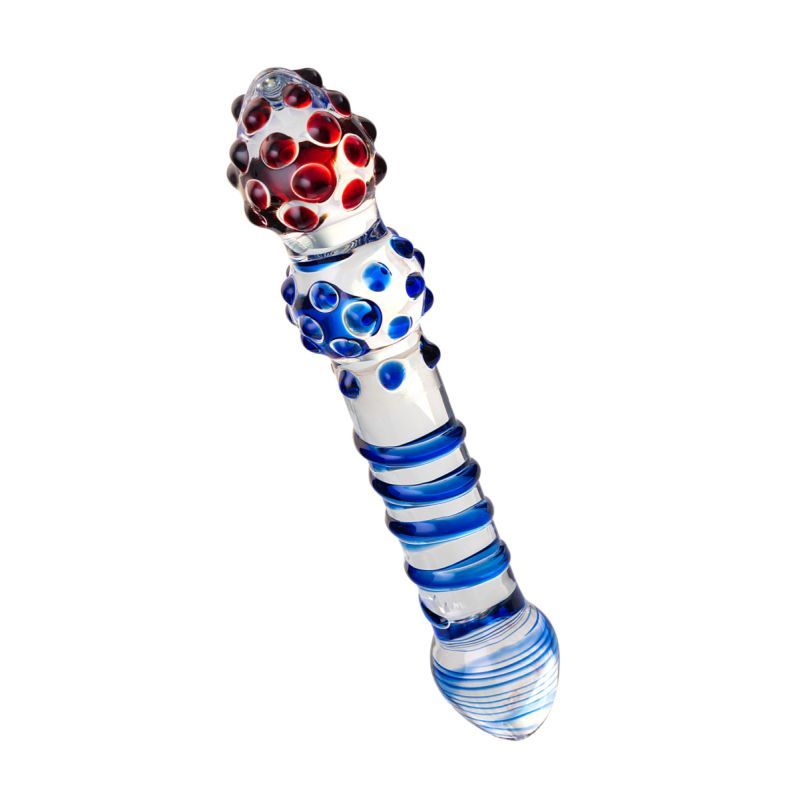 Sexus Glass Dildo Blue Red 20.5cm image 3