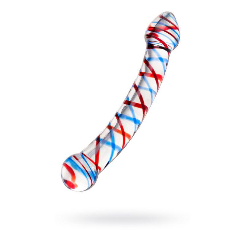 Sexus Glass Dildo Curved Blue/Red 20 cm image 1