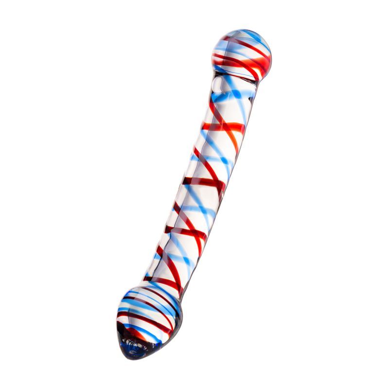 Sexus Glass Dildo Curved Blue/Red 20 cm image 2