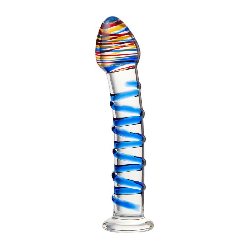 Sexus Glass Dildo Blue Swirls 18cm image 2