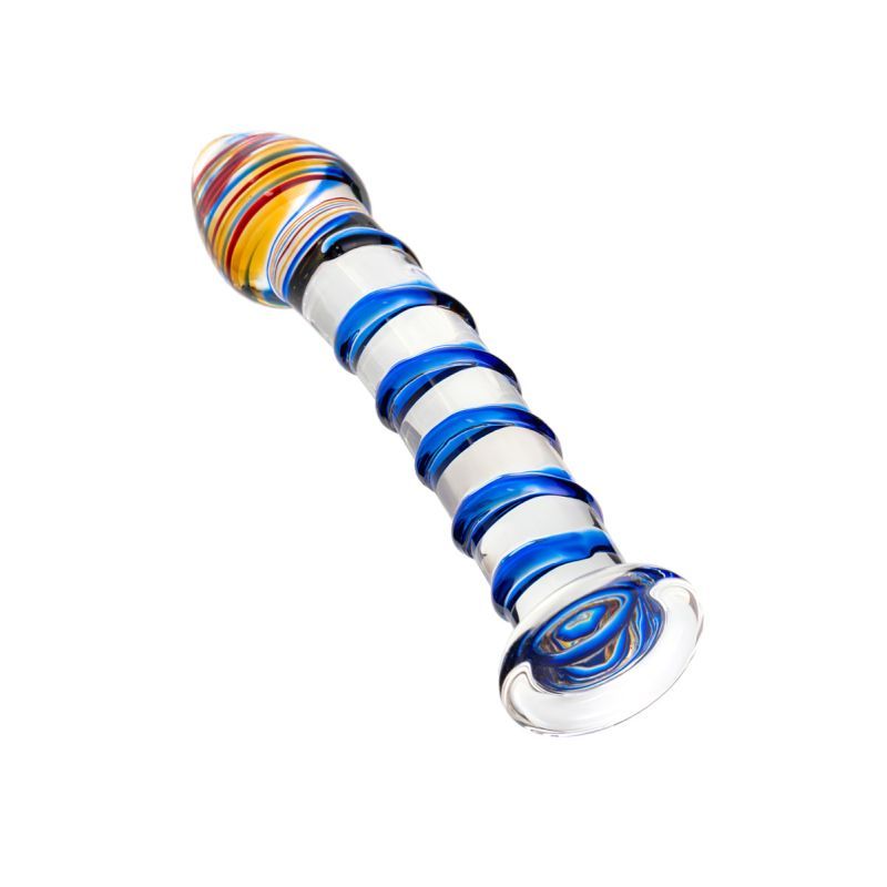 Sexus Glass Dildo Blue Swirls 18cm image 3