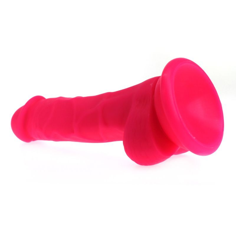 Realistic Dildo Veined Shaft w Balls Pink image 2