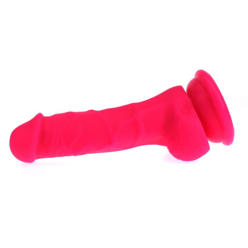 Realistic Dildo Veined Shaft w Balls Pink image 3