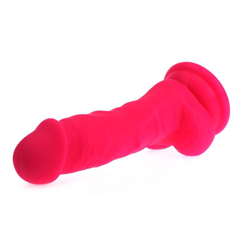Realistic Dildo Veined Shaft w Balls Pink image 4