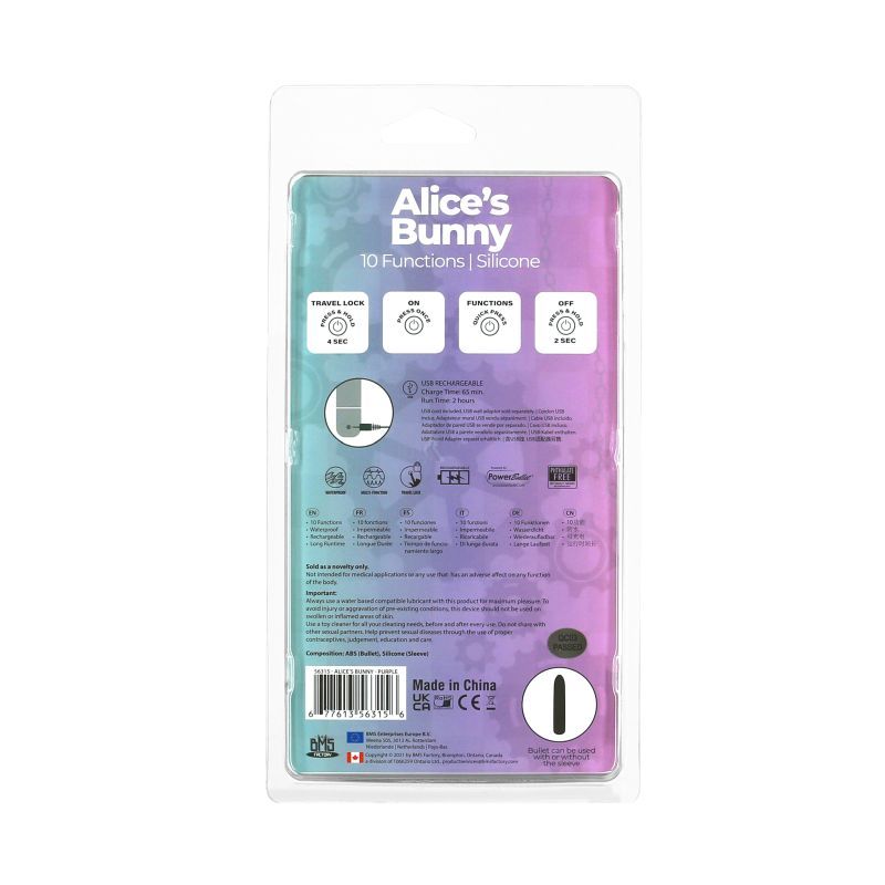 Alices Bunny Rechargeable Bullet w Rabbit Sleeve Purple image 5