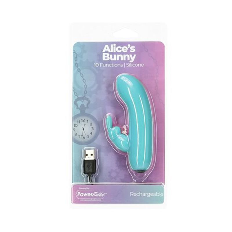 Alices Bunny Rechargeable Bullet w Rabbit Sleeve Teal image 4