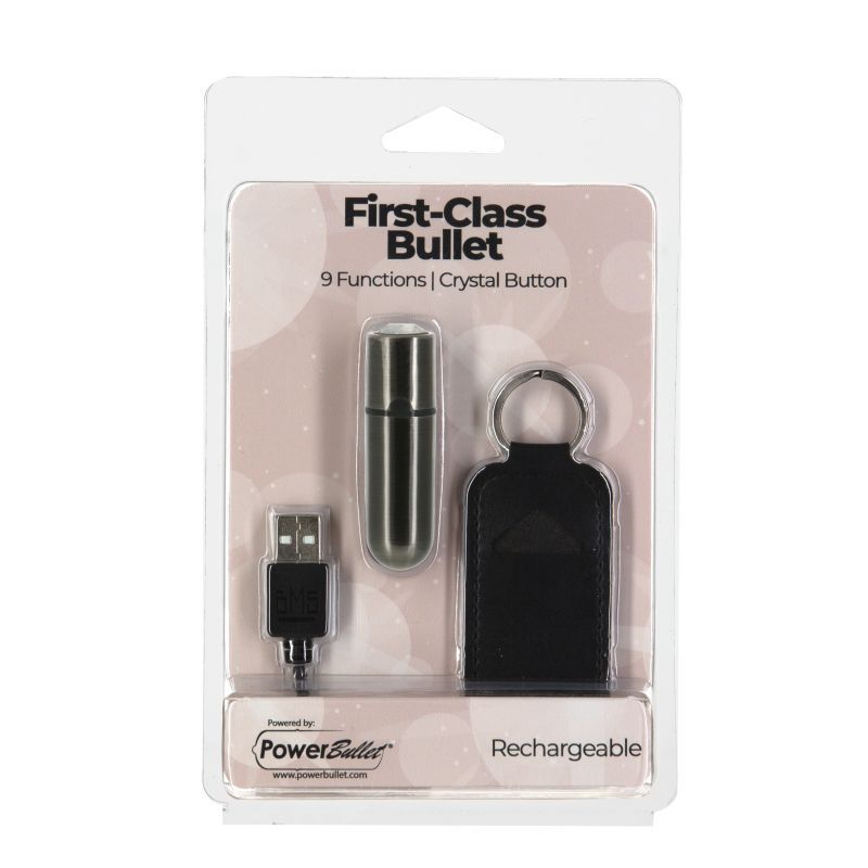 Power Bullet First Class 6cm Rechargeable w Crystal Gun Metal image 2