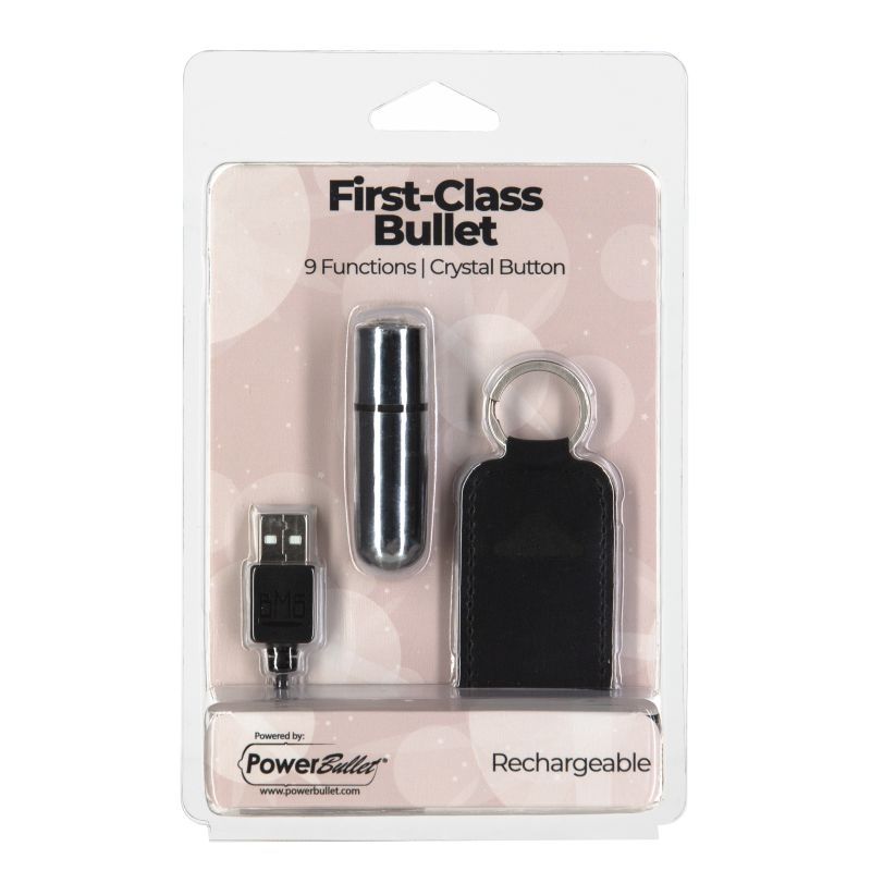 Power Bullet First Class 6cm Rechargeable w Crystal Silver image 4