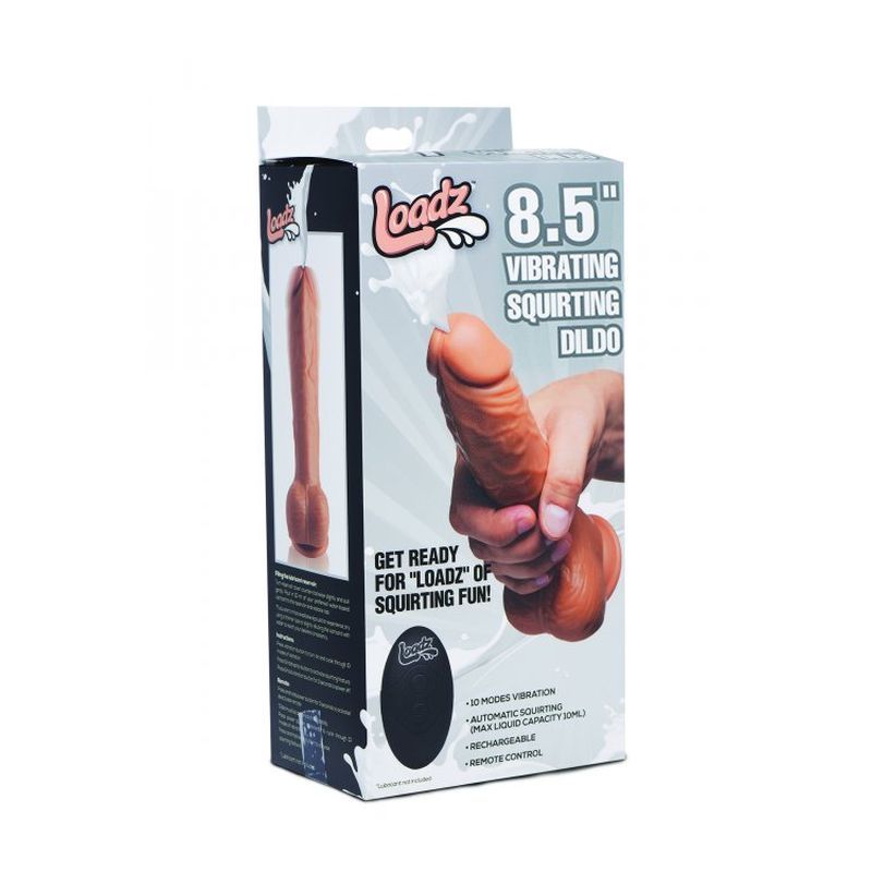 8.5in Dual Density Squirting Dildo Medium Skin Tone w Remote image 2