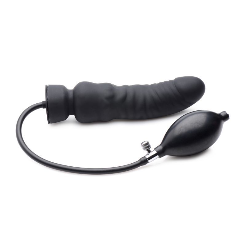 Dick Spand Inflatable Silicone Dildo Black image 1