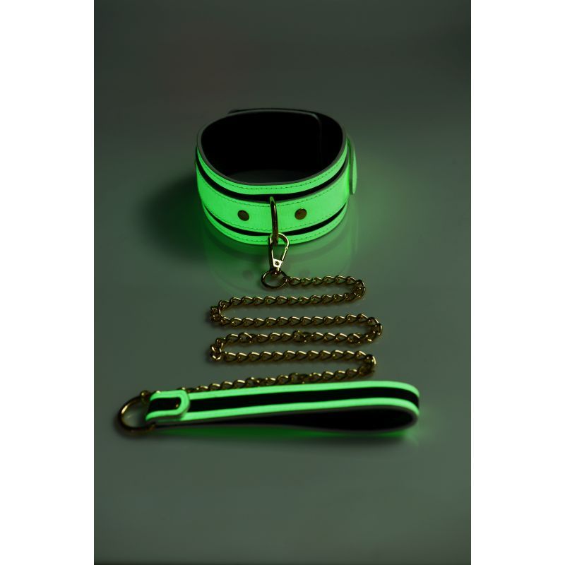 Kink in the Dark Glowing Collar and Lead Fluro Green image 1