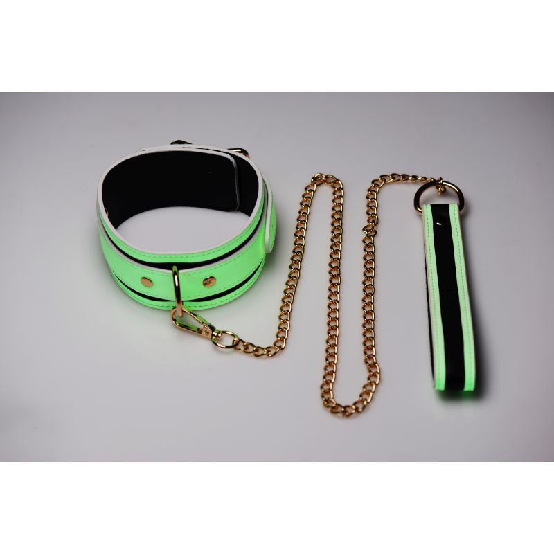 Kink in the Dark Glowing Collar and Lead Fluro Green image 3