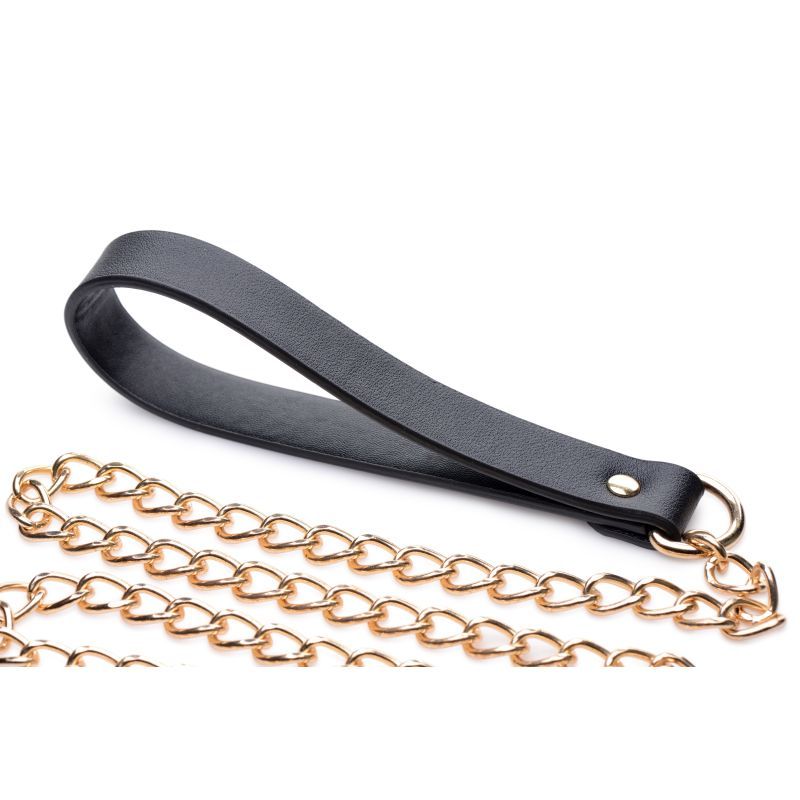 Leashed Lover Black/Gold Chain Leash image 1