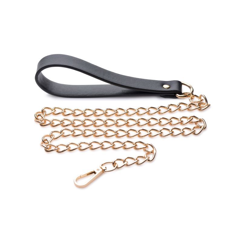 Leashed Lover Black/Gold Chain Leash image 2