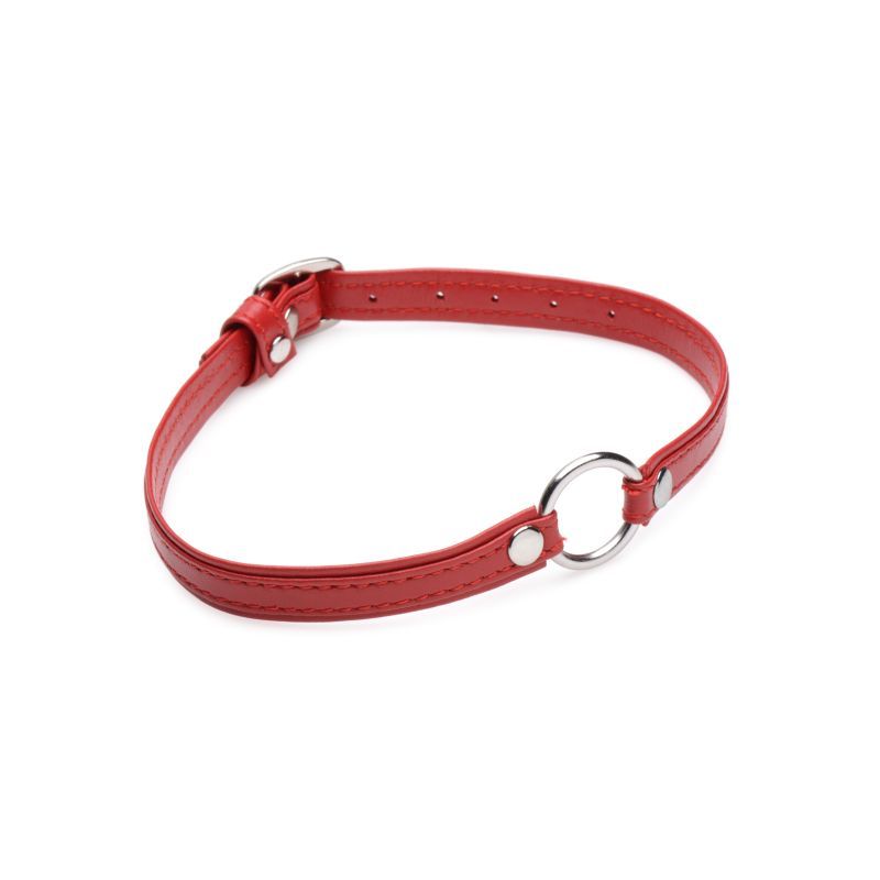 Fiery Pet Leather Choker w Silver Ring Red image 2