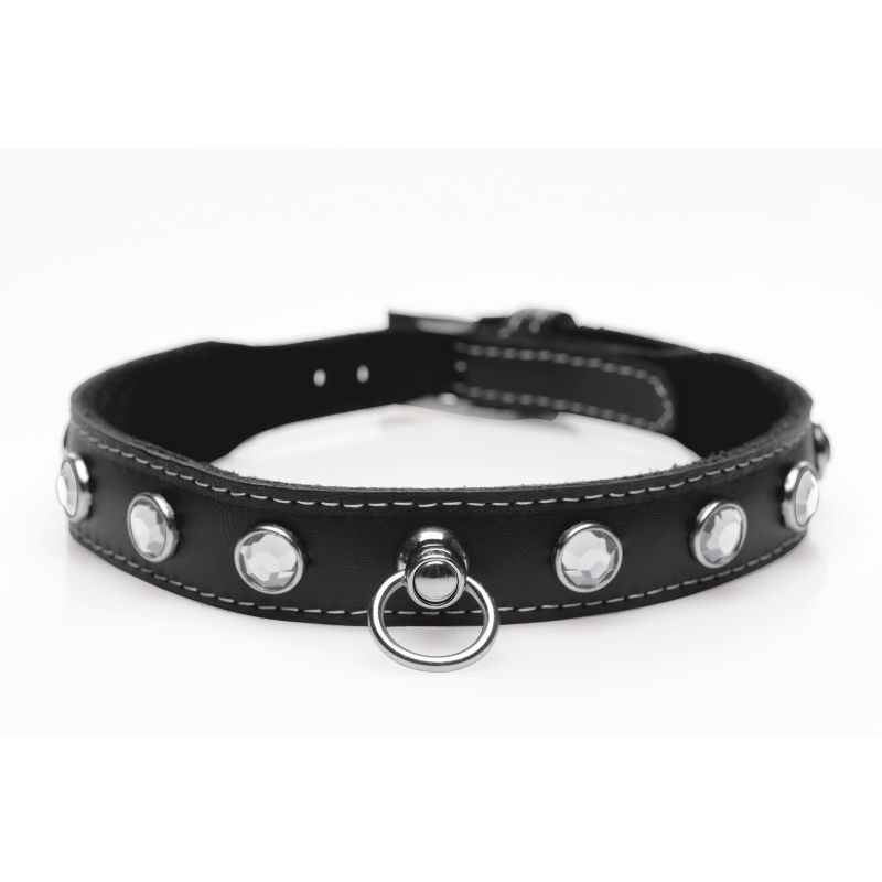 Bling Vixen Leather Choker w Clear Rhinestones image 1