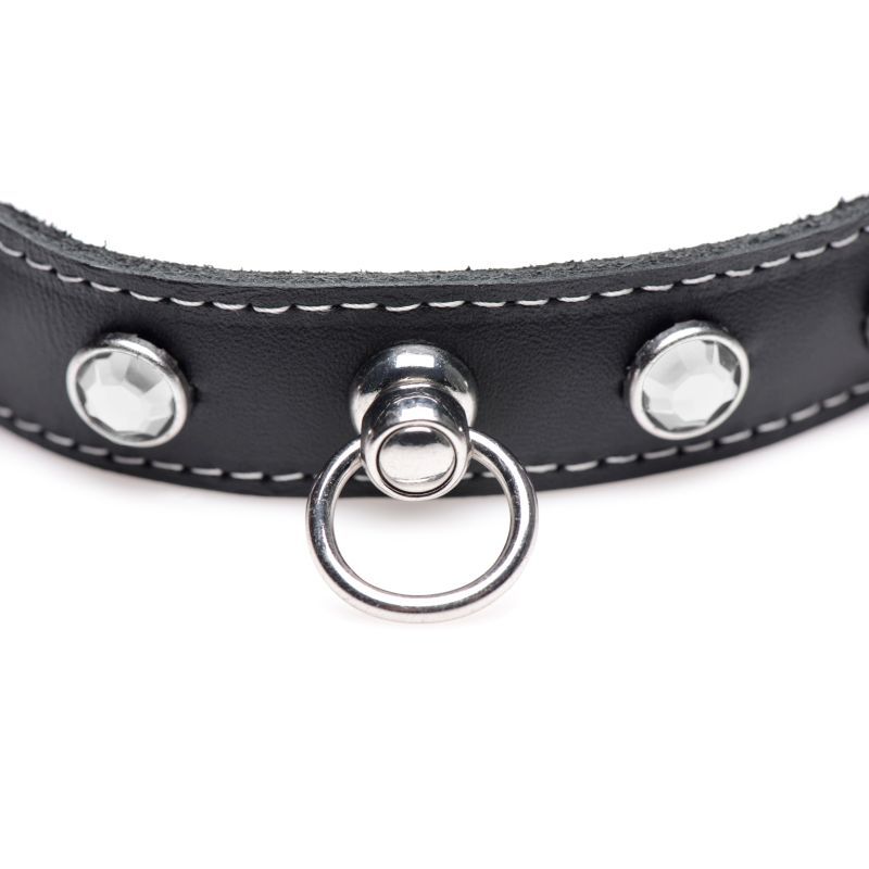 Bling Vixen Leather Choker w Clear Rhinestones image 2