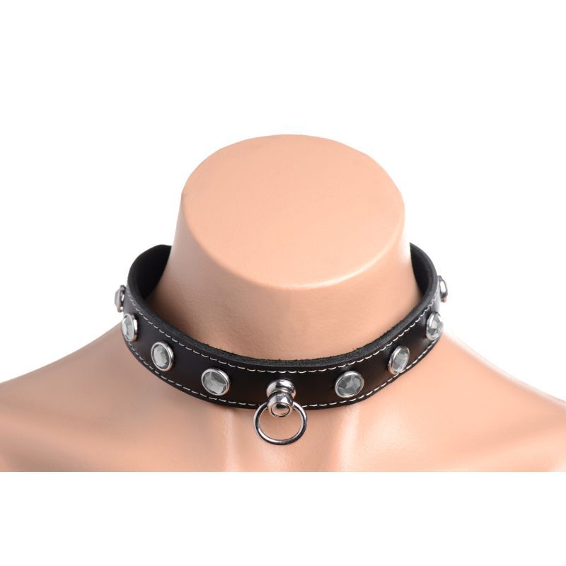 Bling Vixen Leather Choker w Clear Rhinestones image 3