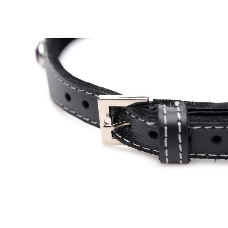 Bling Vixen Leather Choker w Red Rhinestones image 4