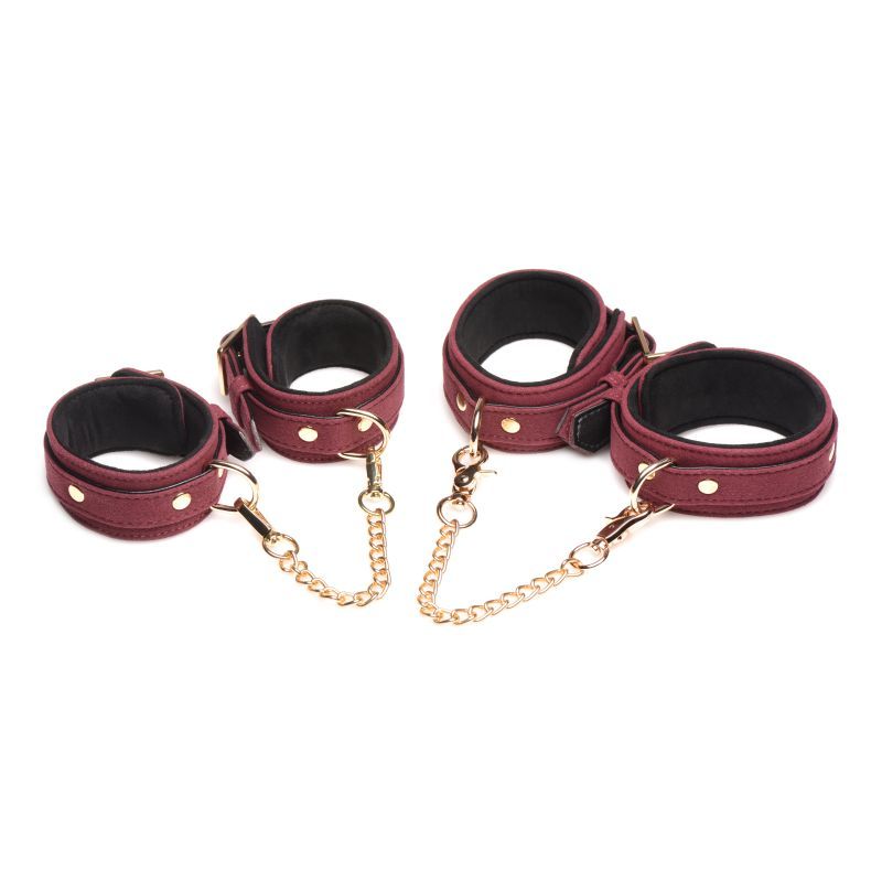 6 Pc Velvet Bondage Set Burgundy image 4