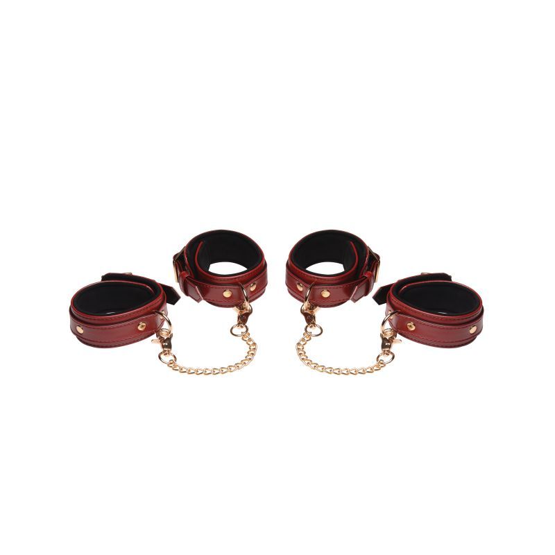 6 Pc PU Leather Bondage Set Burgundy image 2
