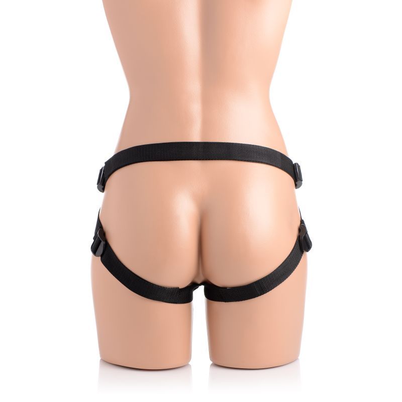 Brazen 8" Silicone Dildo w Harness Flesh image 3