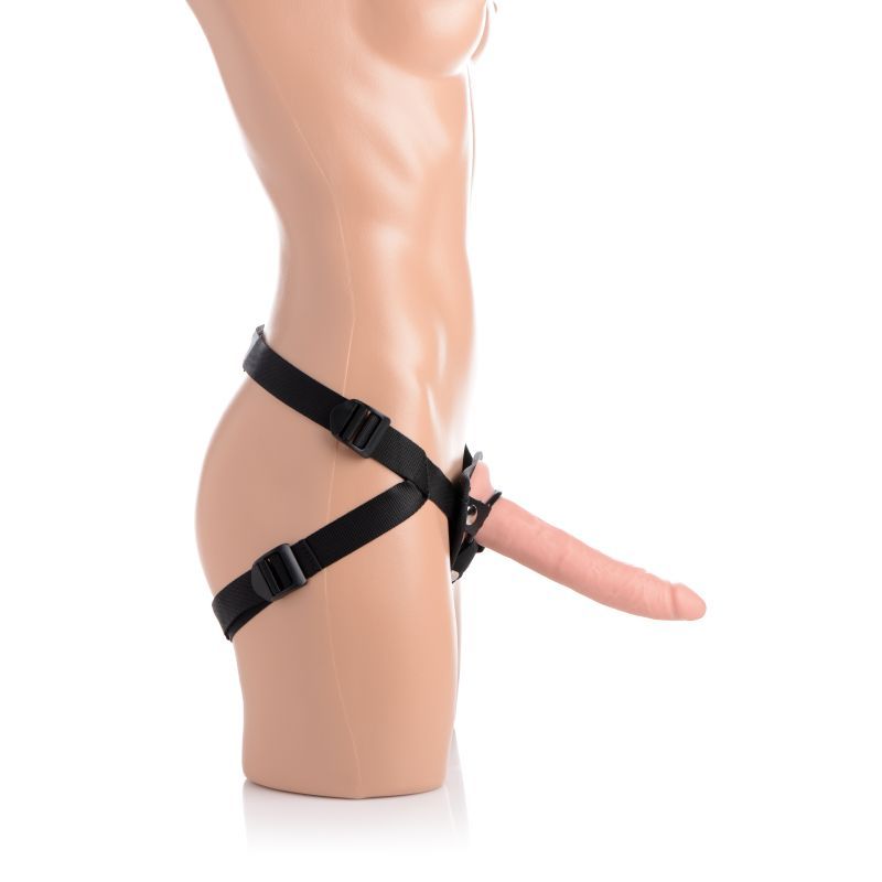 Charmed 7.5in Silicone Dildo w Harness Flesh image 6