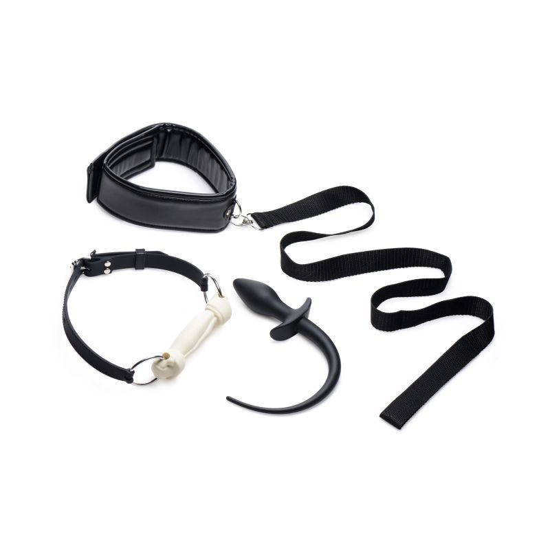 Puppy Play Set incl Gag, Plug and Collar Black image 1