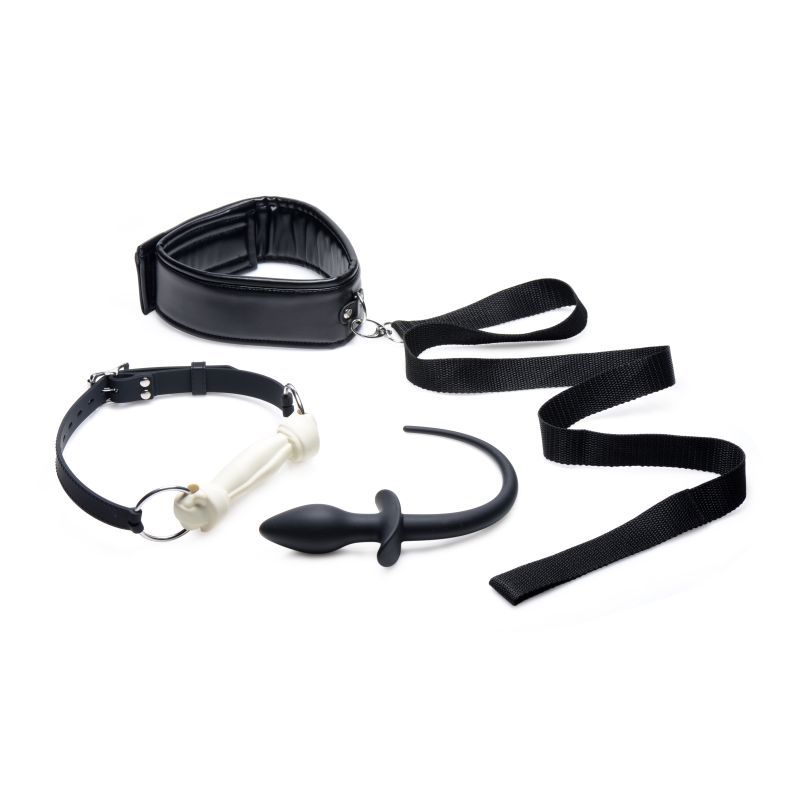 Puppy Play Set incl Gag, Plug and Collar Black image 2