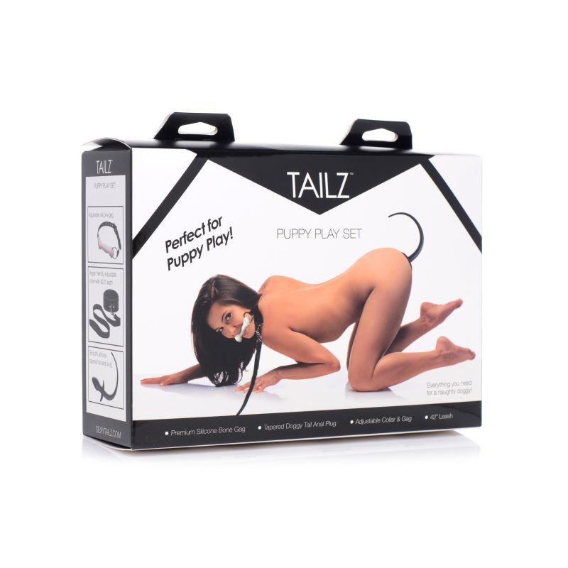 Puppy Play Set incl Gag, Plug and Collar Black image 4