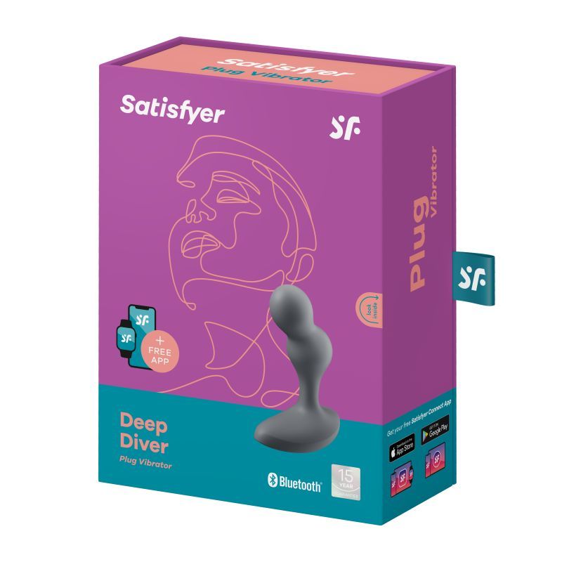 Satisfyer Deep Diver Vibrating Connect App Anal Plug Grey image 5