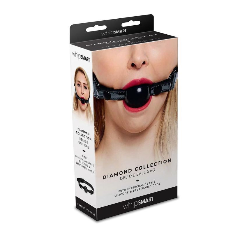 Whip Smart Diamond Deluxe Ball Gag Black image 2