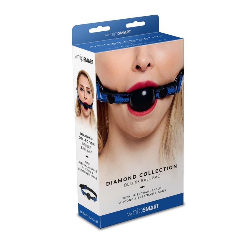 Whip Smart Diamond Deluxe Ball Gag Blue image 2