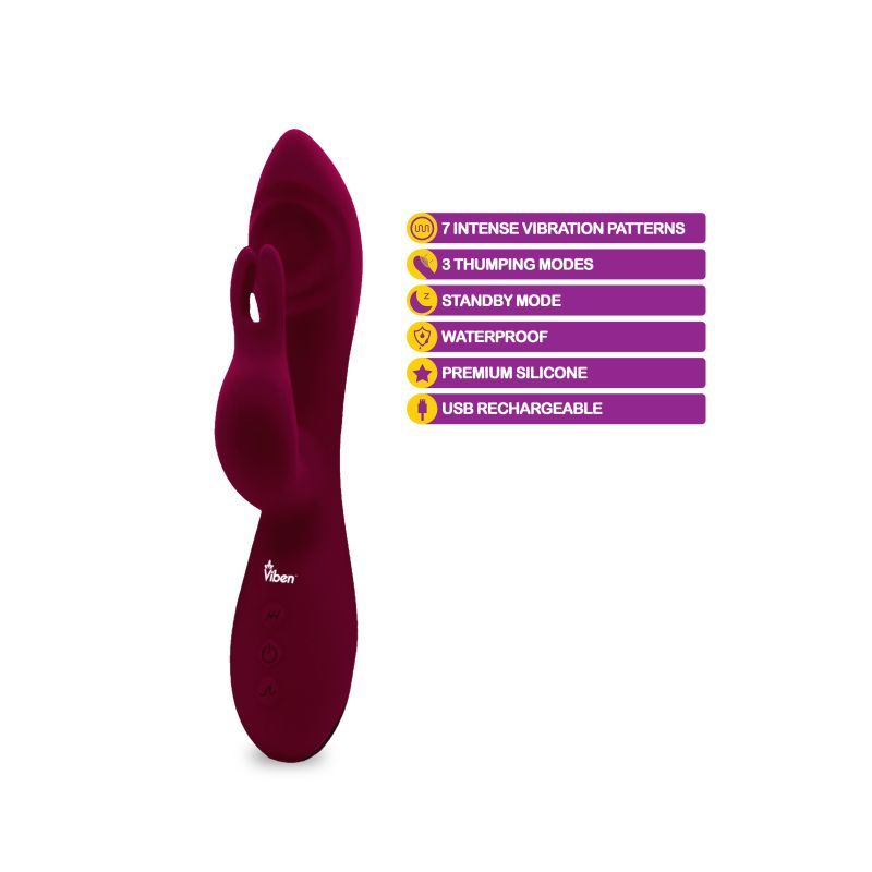 Viben Pzazz Rechargeable Thumping Rabbit Ruby image 3