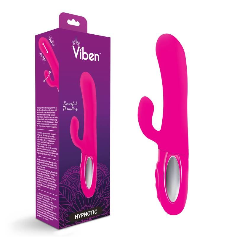 Viben Hypnotic Thrusting Rabbit Vibe w Swinging Clit Stim Hot Pink image 1