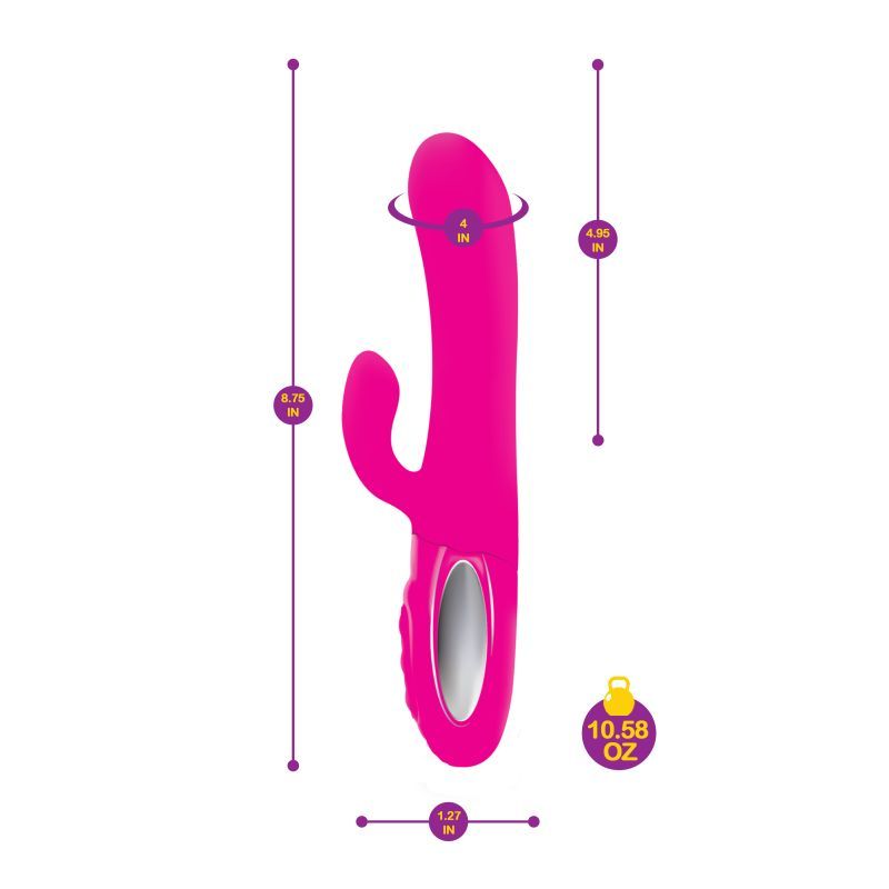Viben Hypnotic Thrusting Rabbit Vibe w Swinging Clit Stim Hot Pink image 3