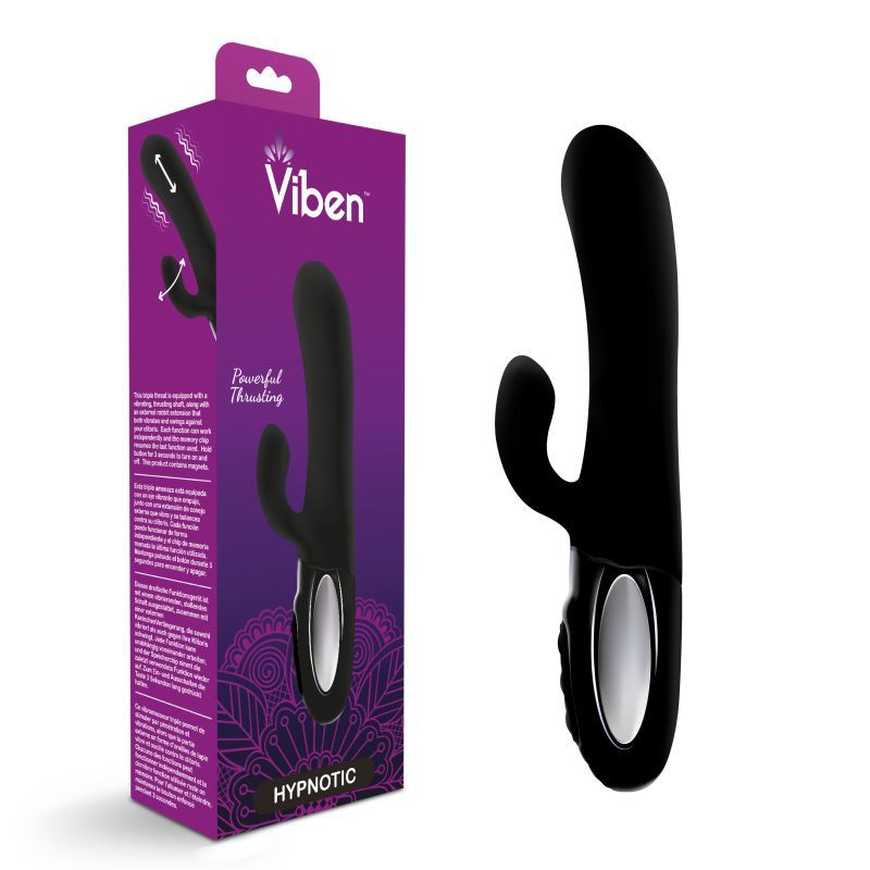 Viben Hypnotic Thrusting Rabbit Vibe w Swinging Clit Stim Black image 1