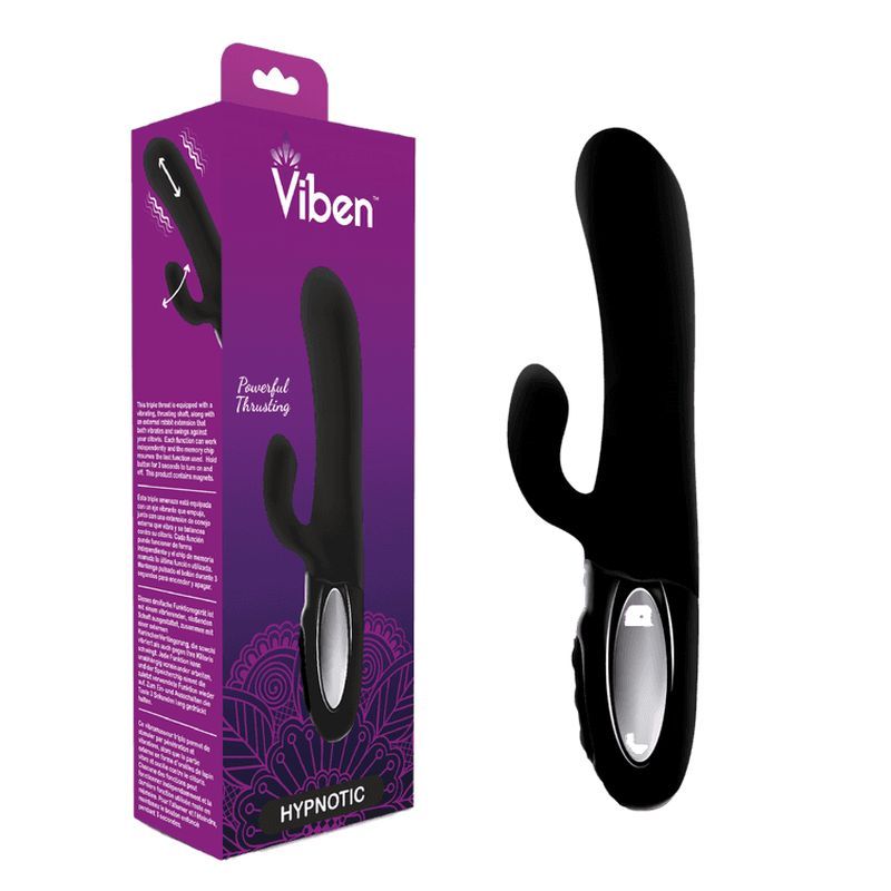 Viben Hypnotic Thrusting Rabbit Vibe w Swinging Clit Stim Black image 5
