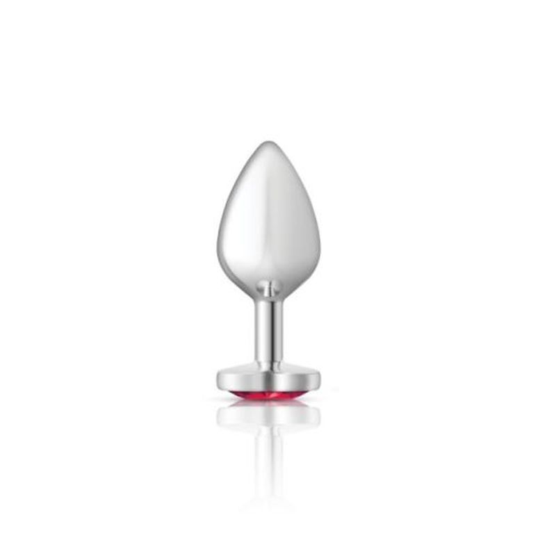 Cheeky Charms Silver Metal Butt Plug w Heart Pink Jewel Medium image 1