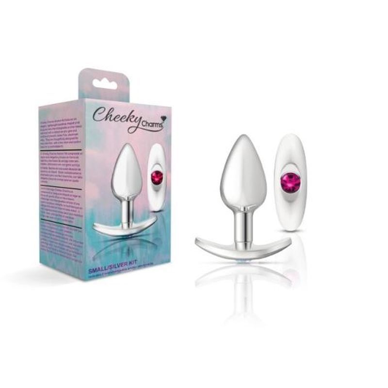 Cheeky Charms Silver Anchor Butt Plug w Clear and Teal Jewel Kit image 3