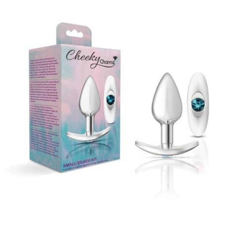 Cheeky Charms Silver Anchor Butt Plug w Clear and Pink Jewel Kit image 3