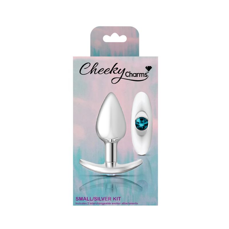 Cheeky Charms Silver Anchor Butt Plug w Clear and Pink Jewel Kit image 4