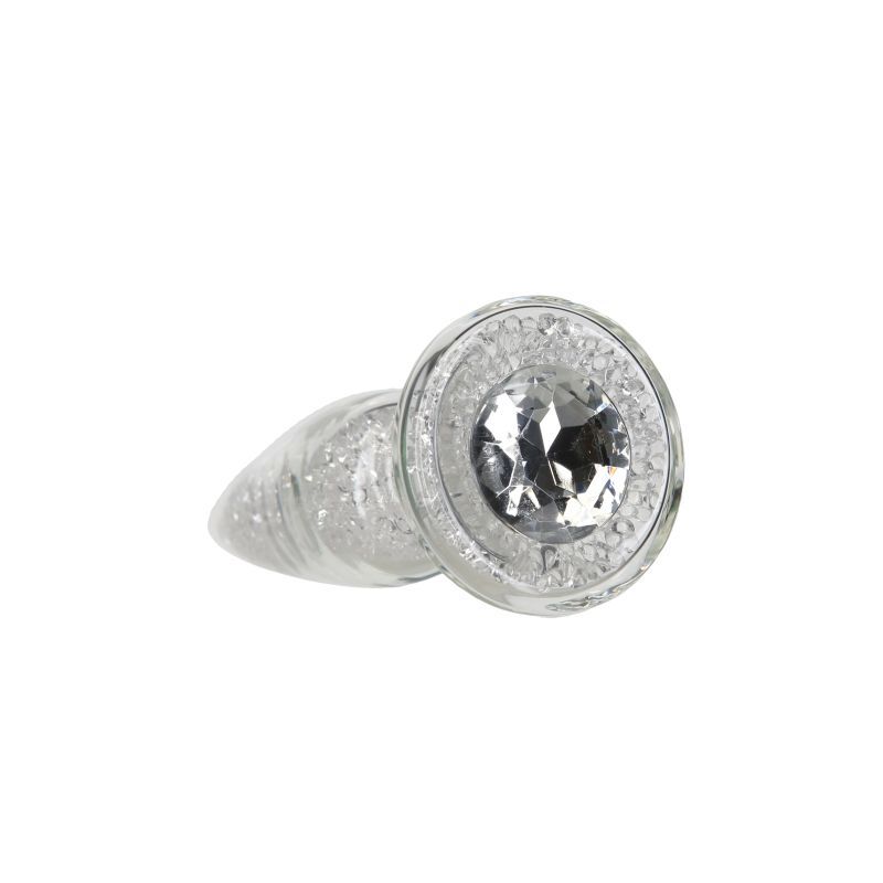 Pillow Talk Fancy Luxurious Glass Anal Plug w Clear Gem image 1